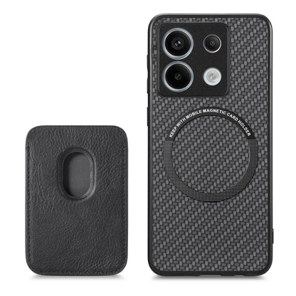 For Xiaomi Redmi Note 13 4G Carbon Fiber Leather Card Magnetic Phone Case(Black) - Xiaomi Cases by buy2fix | Online Shopping UK | buy2fix