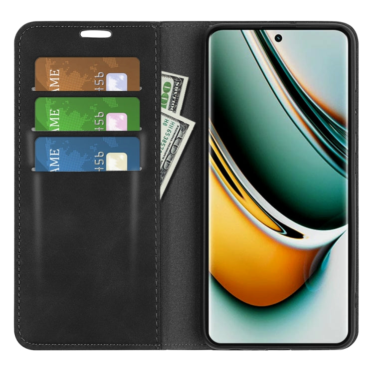 For Realme 11 Pro Retro-skin Magnetic Suction Leather Phone Case(Black) by buy2fix