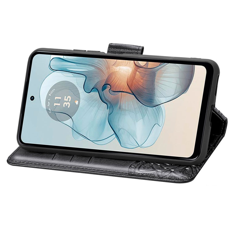 For Motorola Moto G24 Power Butterfly Love Flower Embossed Leather Phone Case(Black) by buy2fix