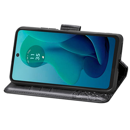 For Motorola Moto G 5G 2024 Butterfly Love Flower Embossed Leather Phone Case(Black) by buy2fix