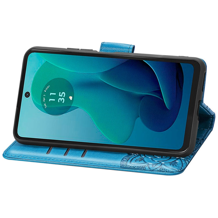 For Motorola Moto G 5G 2024 Butterfly Love Flower Embossed Leather Phone Case(Blue) by buy2fix