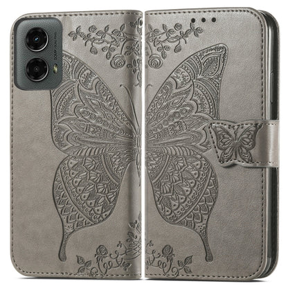 For Motorola Moto G 5G 2024 Butterfly Love Flower Embossed Leather Phone Case(Gray) by buy2fix