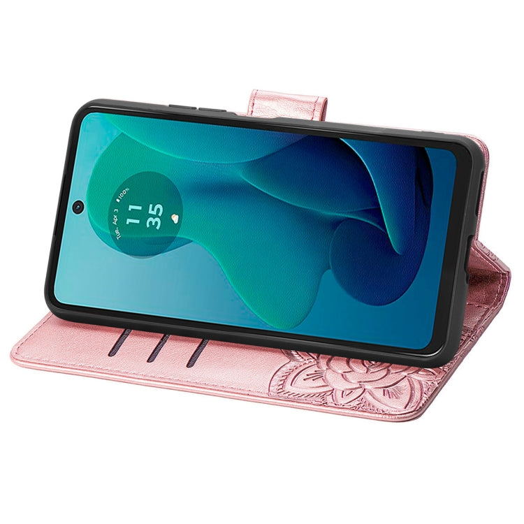 For Motorola Moto G 5G 2024 Butterfly Love Flower Embossed Leather Phone Case(Rose Pink) by buy2fix