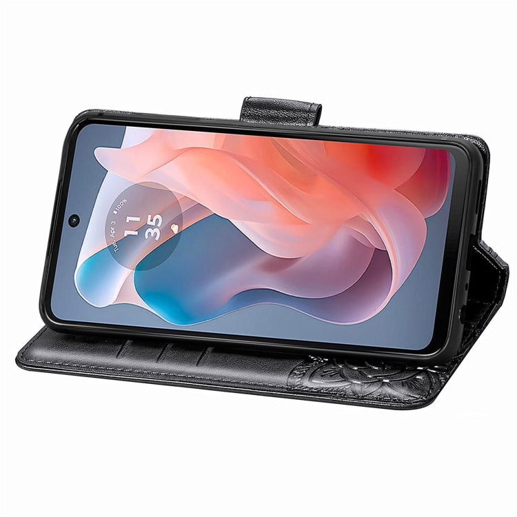 For Motorola Moto G Play 2024 Butterfly Love Flower Embossed Leather Phone Case(Black) by buy2fix