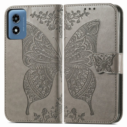For Motorola Moto G Play 2024 Butterfly Love Flower Embossed Leather Phone Case(Gray) by buy2fix