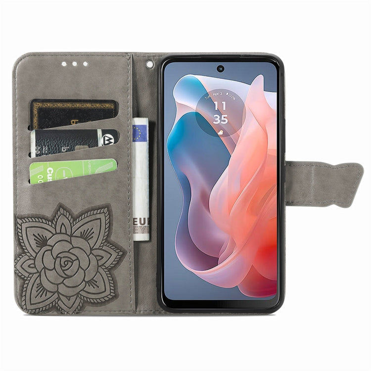 For Motorola Moto G Play 2024 Butterfly Love Flower Embossed Leather Phone Case(Gray) by buy2fix