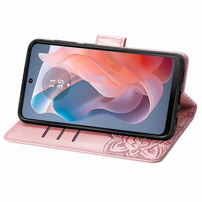 For Motorola Moto G Play 2024 Butterfly Love Flower Embossed Leather Phone Case(Rose Pink) by buy2fix