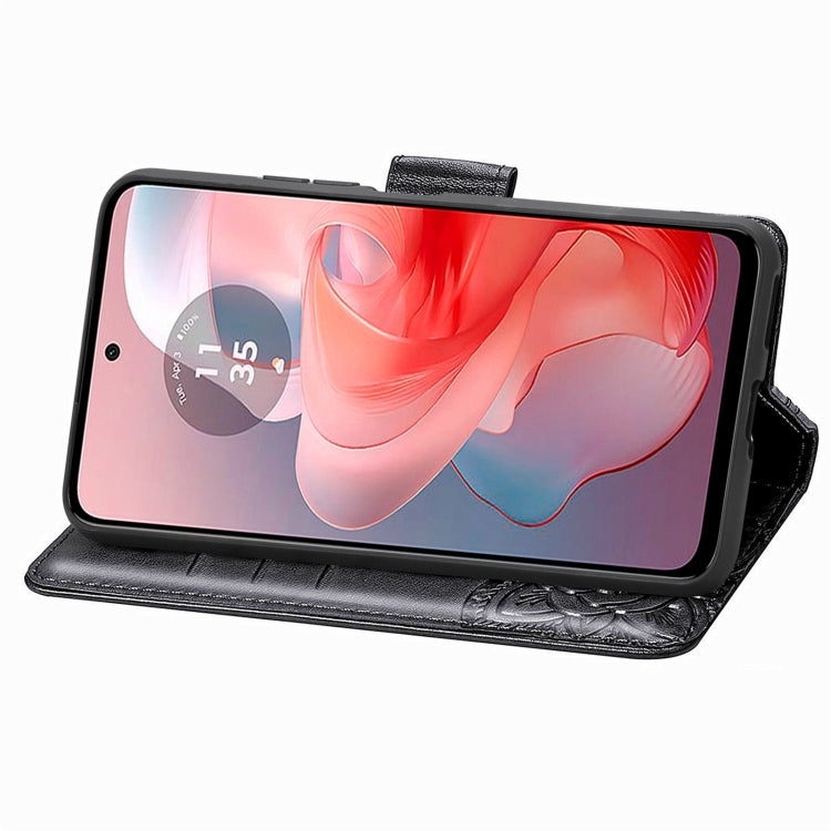 For Motorola Moto G Power 2024 Butterfly Love Flower Embossed Leather Phone Case(Black) by buy2fix