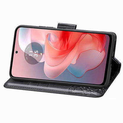 For Motorola Moto G Power 2024 Butterfly Love Flower Embossed Leather Phone Case(Black) by buy2fix