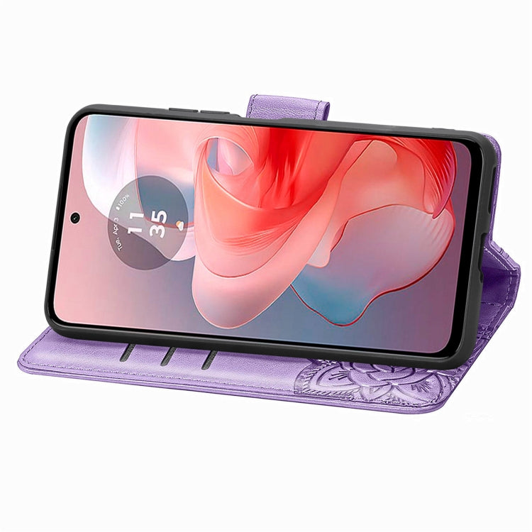 For Motorola Moto G Power 2024 Butterfly Love Flower Embossed Leather Phone Case(Light Purple) by buy2fix