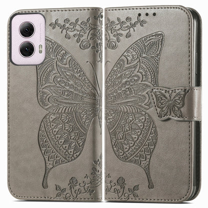For Motorola Moto G Power 2024 Butterfly Love Flower Embossed Leather Phone Case(Gray) by buy2fix