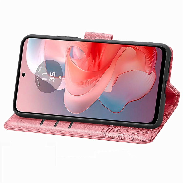For Motorola Moto G Power 2024 Butterfly Love Flower Embossed Leather Phone Case(Pink) by buy2fix