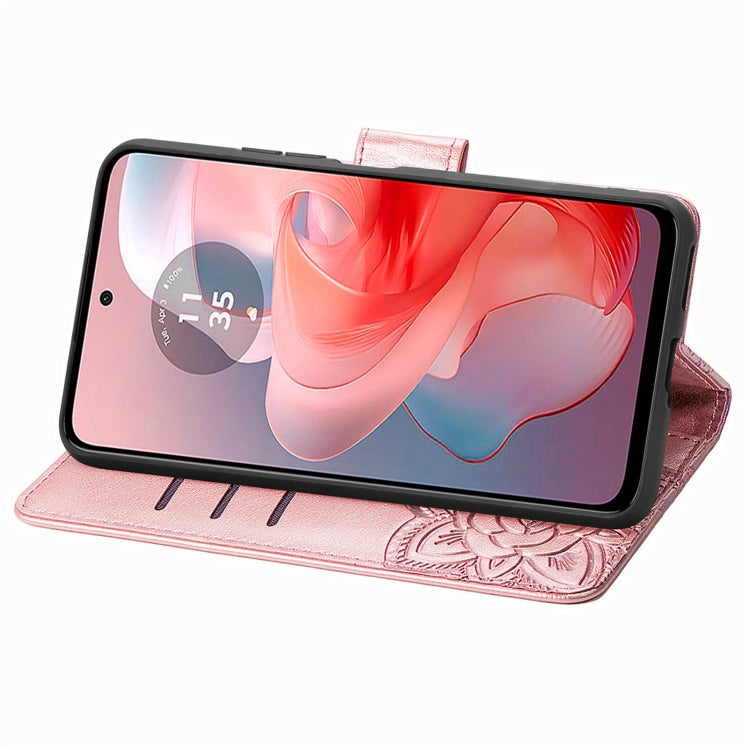 For Motorola Moto G Power 2024 Butterfly Love Flower Embossed Leather Phone Case(Rose Pink) by buy2fix