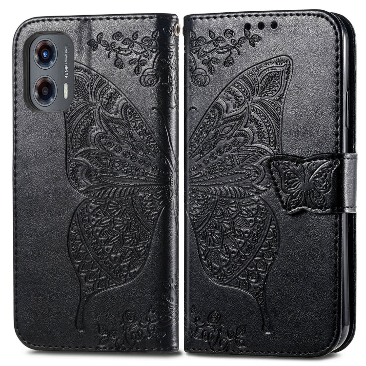 For Motorola Moto G Stylus 5G 2024 Butterfly Love Flower Embossed Leather Phone Case(Black) by buy2fix