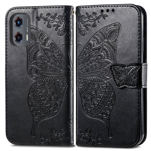 For Motorola Moto G Stylus 5G 2024 Butterfly Love Flower Embossed Leather Phone Case(Black) by buy2fix