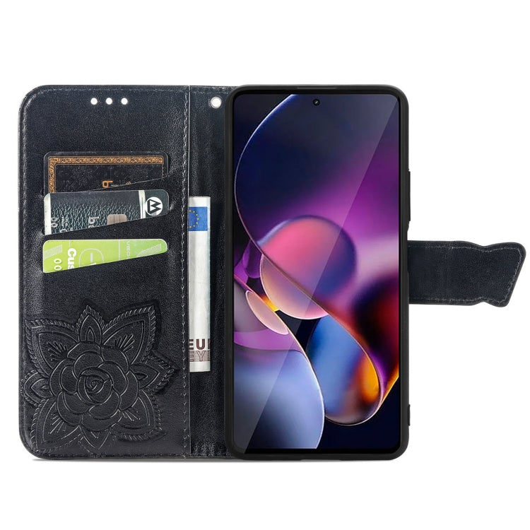 For Motorola Moto G Stylus 5G 2024 Butterfly Love Flower Embossed Leather Phone Case(Black) by buy2fix