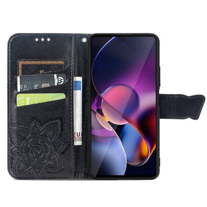 For Motorola Moto G Stylus 5G 2024 Butterfly Love Flower Embossed Leather Phone Case(Black) by buy2fix