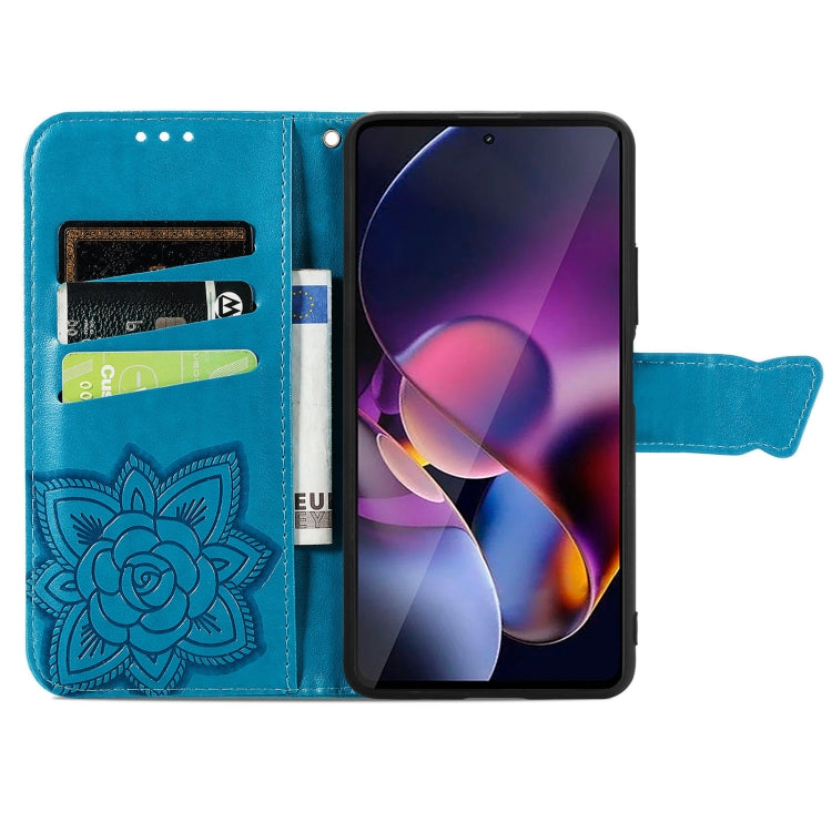 For Motorola Moto G Stylus 5G 2024 Butterfly Love Flower Embossed Leather Phone Case(Blue) by buy2fix