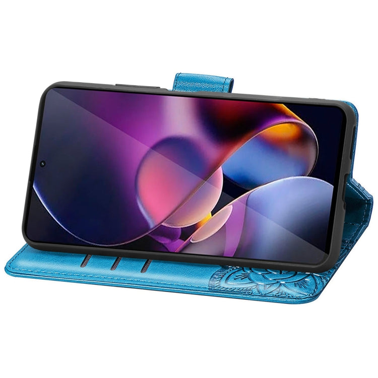 For Motorola Moto G Stylus 5G 2024 Butterfly Love Flower Embossed Leather Phone Case(Blue) by buy2fix