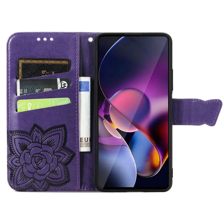 For Motorola Moto G Stylus 5G 2024 Butterfly Love Flower Embossed Leather Phone Case(Dark Purple) by buy2fix