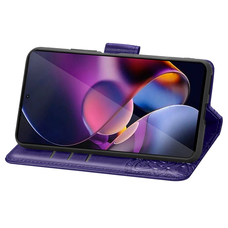 For Motorola Moto G Stylus 5G 2024 Butterfly Love Flower Embossed Leather Phone Case(Dark Purple) by buy2fix