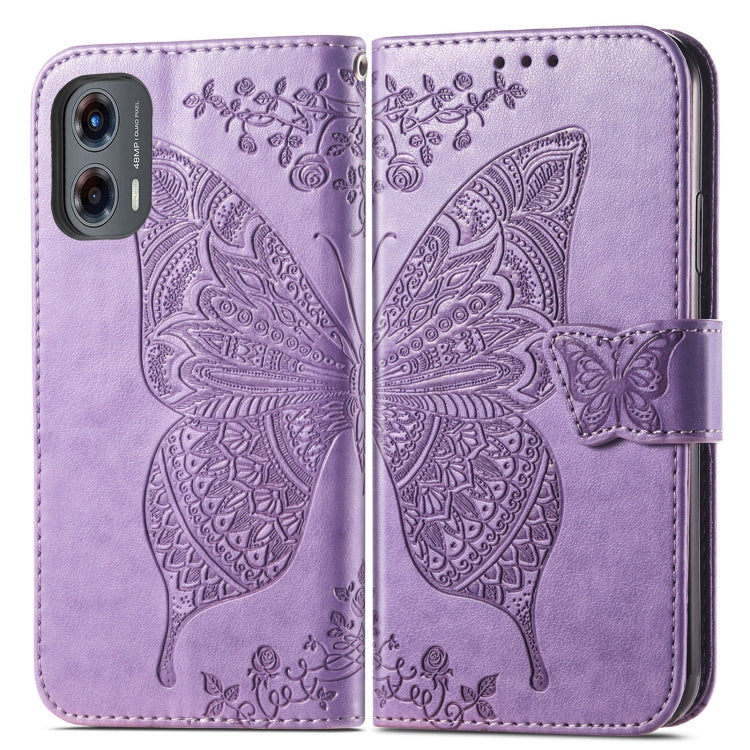 For Motorola Moto G Stylus 5G 2024 Butterfly Love Flower Embossed Leather Phone Case(Light Purple) by buy2fix