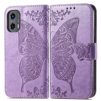 For Motorola Moto G Stylus 5G 2024 Butterfly Love Flower Embossed Leather Phone Case(Light Purple) by buy2fix