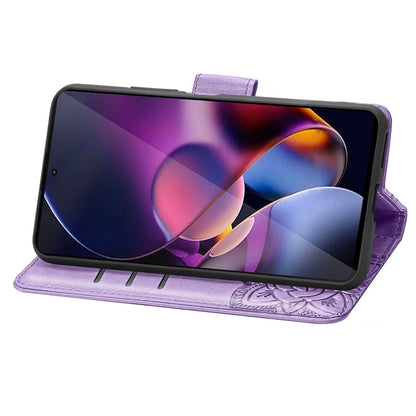 For Motorola Moto G Stylus 5G 2024 Butterfly Love Flower Embossed Leather Phone Case(Light Purple) by buy2fix