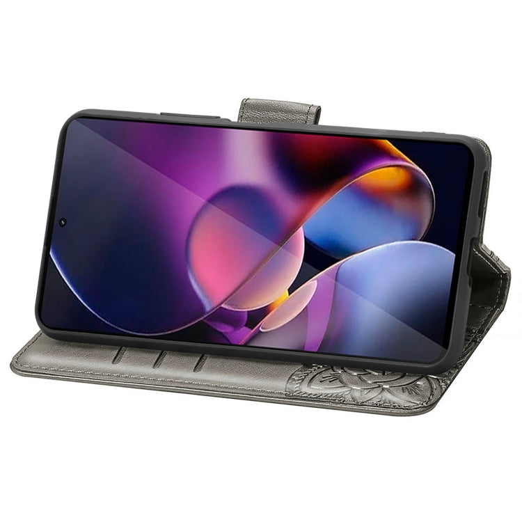 For Motorola Moto G Stylus 5G 2024 Butterfly Love Flower Embossed Leather Phone Case(Gray) by buy2fix