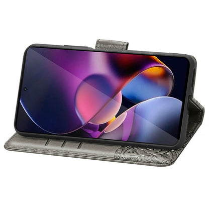 For Motorola Moto G Stylus 5G 2024 Butterfly Love Flower Embossed Leather Phone Case(Gray) by buy2fix