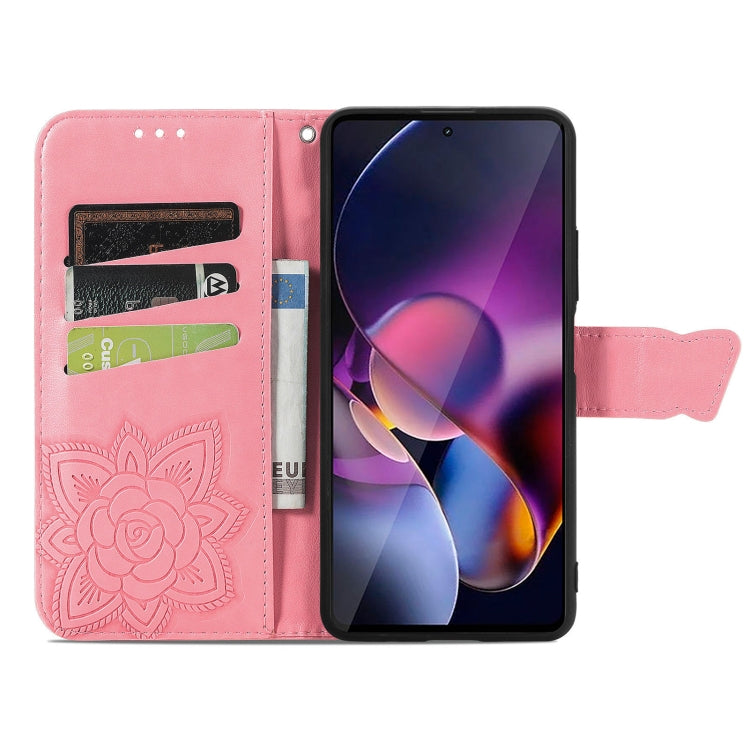 For Motorola Moto G Stylus 5G 2024 Butterfly Love Flower Embossed Leather Phone Case(Pink) by buy2fix