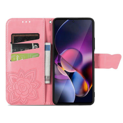 For Motorola Moto G Stylus 5G 2024 Butterfly Love Flower Embossed Leather Phone Case(Pink) by buy2fix