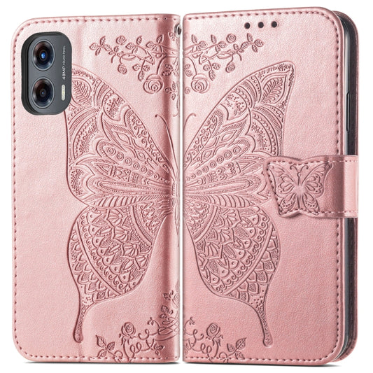 For Motorola Moto G Stylus 5G 2024 Butterfly Love Flower Embossed Leather Phone Case(Rose Pink) by buy2fix