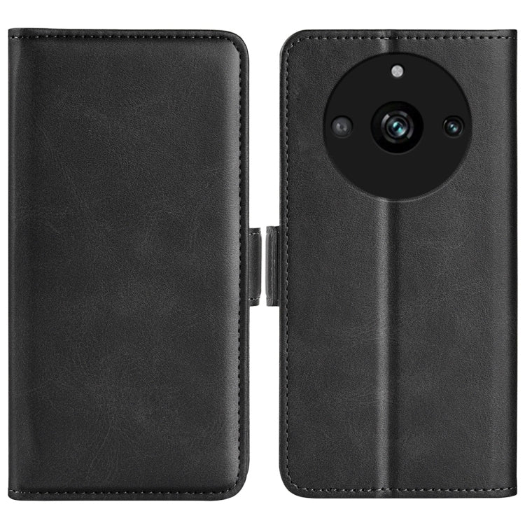For Realme 11 Pro / 11 Pro+ Dual-side Magnetic Buckle Horizontal Flip Leather Phone Case(Black) - Realme Cases by buy2fix | Online Shopping UK | buy2fix
