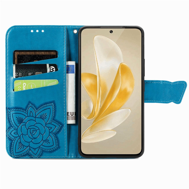 For vivo X100 Pro Butterfly Love Flower Embossed Leather Phone Case(Blue) - vivo Cases by imak | Online Shopping UK | buy2fix