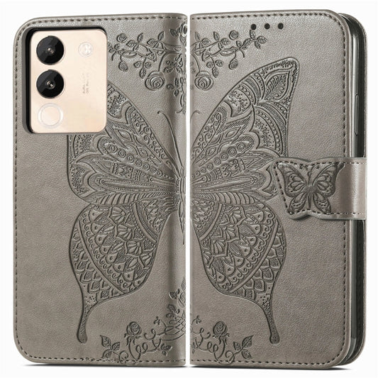For vivo X100 Pro Butterfly Love Flower Embossed Leather Phone Case(Gray) - vivo Cases by imak | Online Shopping UK | buy2fix