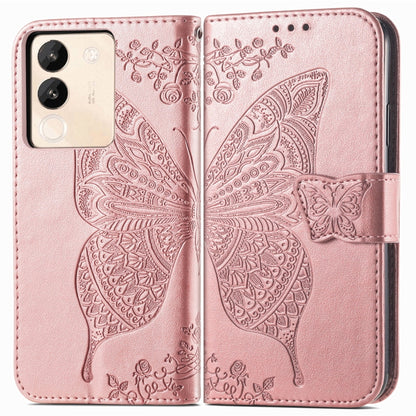 For vivo X100 Butterfly Love Flower Embossed Leather Phone Case(Rose Gold) - vivo Cases by imak | Online Shopping UK | buy2fix