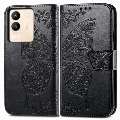 For vivo X100 Butterfly Love Flower Embossed Leather Phone Case(Black) - vivo Cases by imak | Online Shopping UK | buy2fix