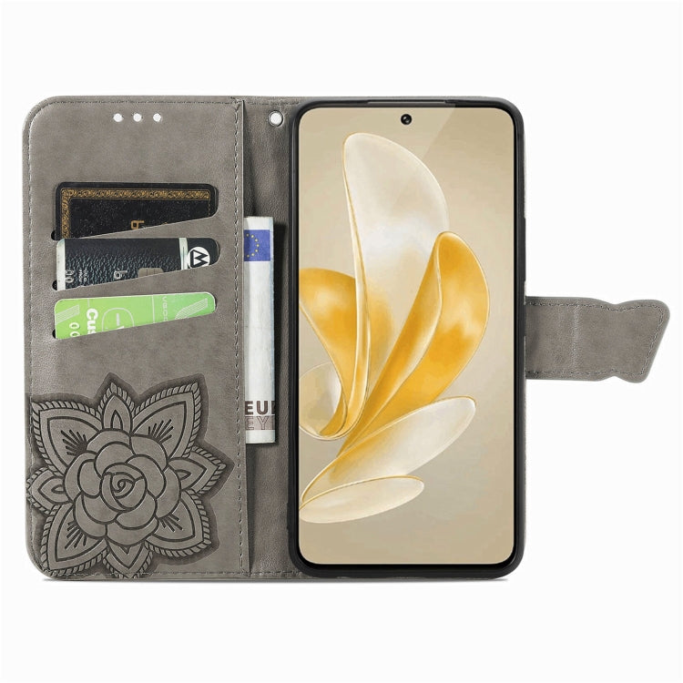 For vivo X100 Butterfly Love Flower Embossed Leather Phone Case(Gray) by imak