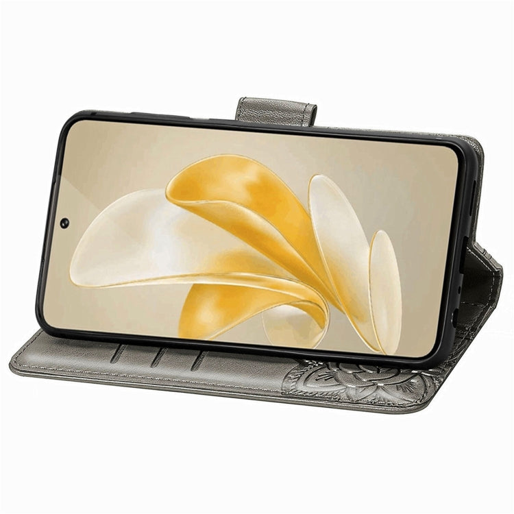 For vivo X100 Butterfly Love Flower Embossed Leather Phone Case(Gray) by imak