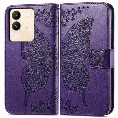 For vivo X100 Butterfly Love Flower Embossed Leather Phone Case(Purple) - vivo Cases by imak | Online Shopping UK | buy2fix