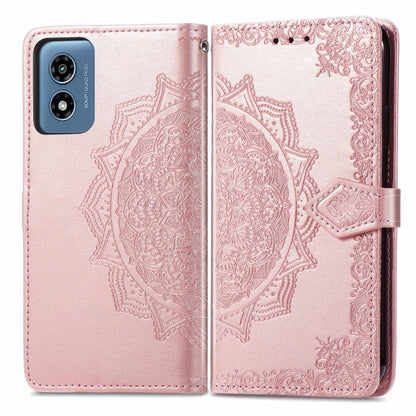 For Motorola Moto G Play 2024 Mandala Flower Embossed Leather Phone Case(Rose Gold) by buy2fix
