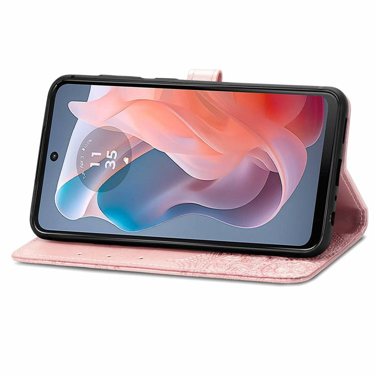 For Motorola Moto G Play 2024 Mandala Flower Embossed Leather Phone Case(Rose Gold) by buy2fix