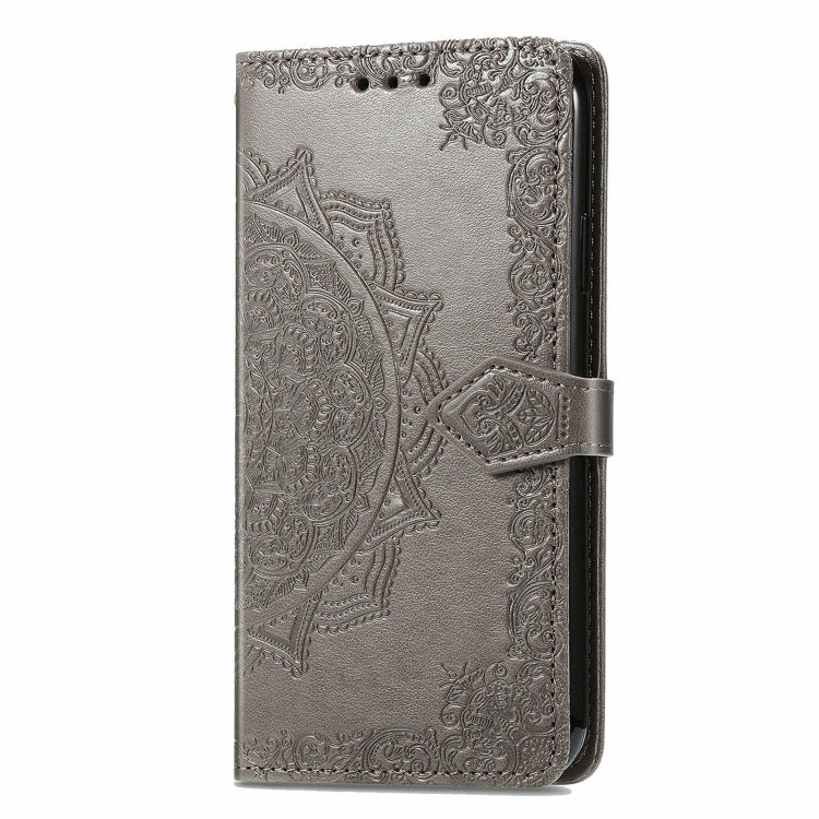For Motorola Moto G Play 2024 Mandala Flower Embossed Leather Phone Case(Gray) by buy2fix