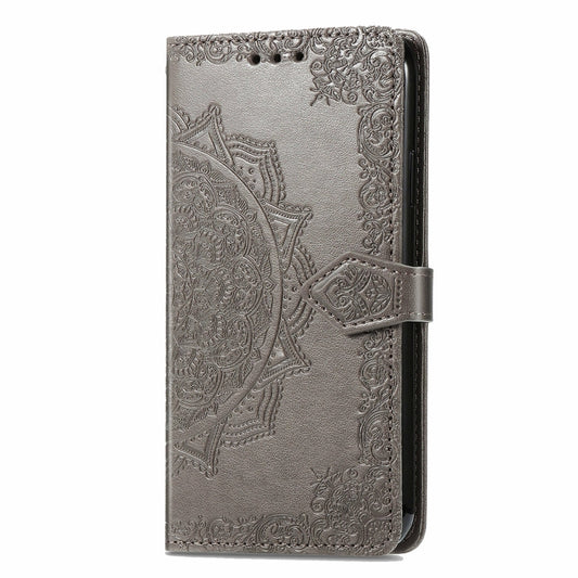 For Motorola Moto G Play 2024 Mandala Flower Embossed Leather Phone Case(Gray) by buy2fix