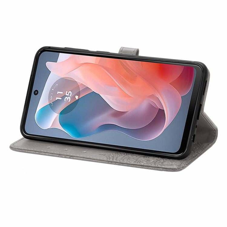 For Motorola Moto G Play 2024 Mandala Flower Embossed Leather Phone Case(Gray) by buy2fix