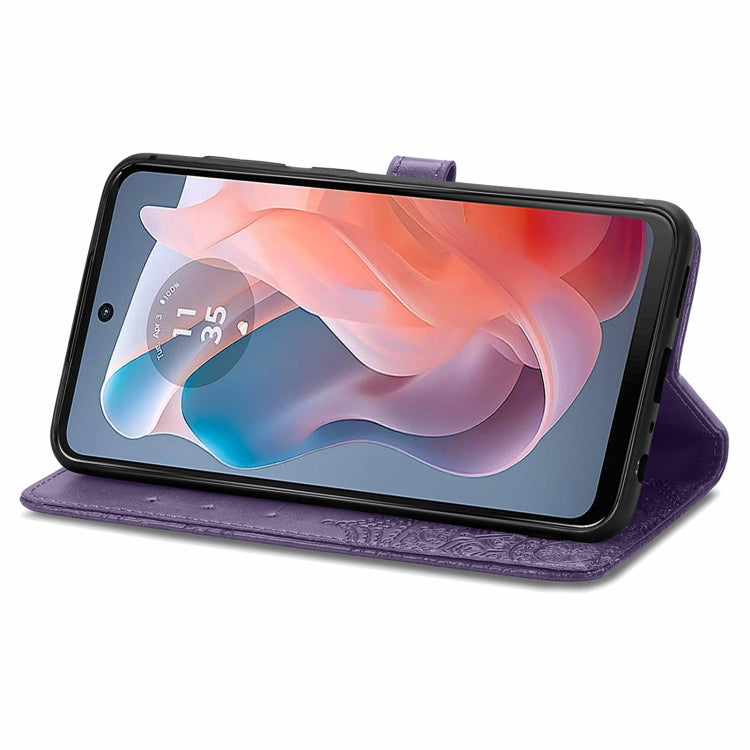 For Motorola Moto G Play 2024 Mandala Flower Embossed Leather Phone Case(Purple) by buy2fix