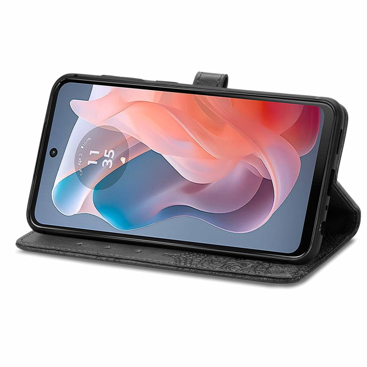 For Motorola Moto G Play 2024 Mandala Flower Embossed Leather Phone Case(Black) by buy2fix