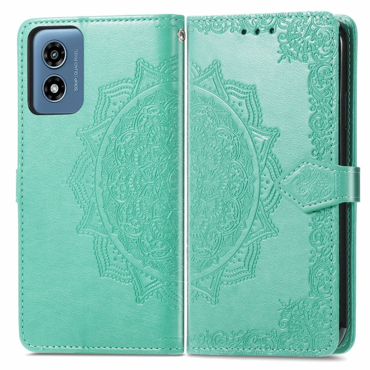 For Motorola Moto G Play 2024 Mandala Flower Embossed Leather Phone Case(Green) by buy2fix