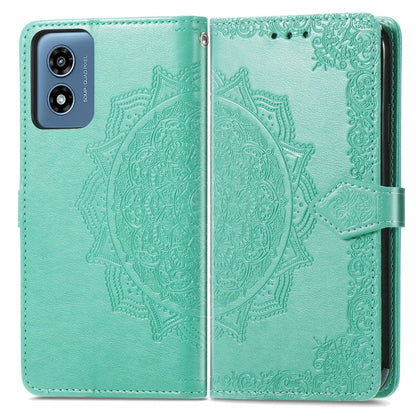 For Motorola Moto G Play 2024 Mandala Flower Embossed Leather Phone Case(Green) by buy2fix